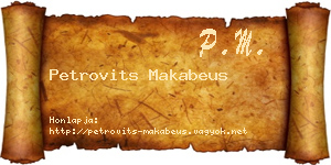 Petrovits Makabeus névjegykártya